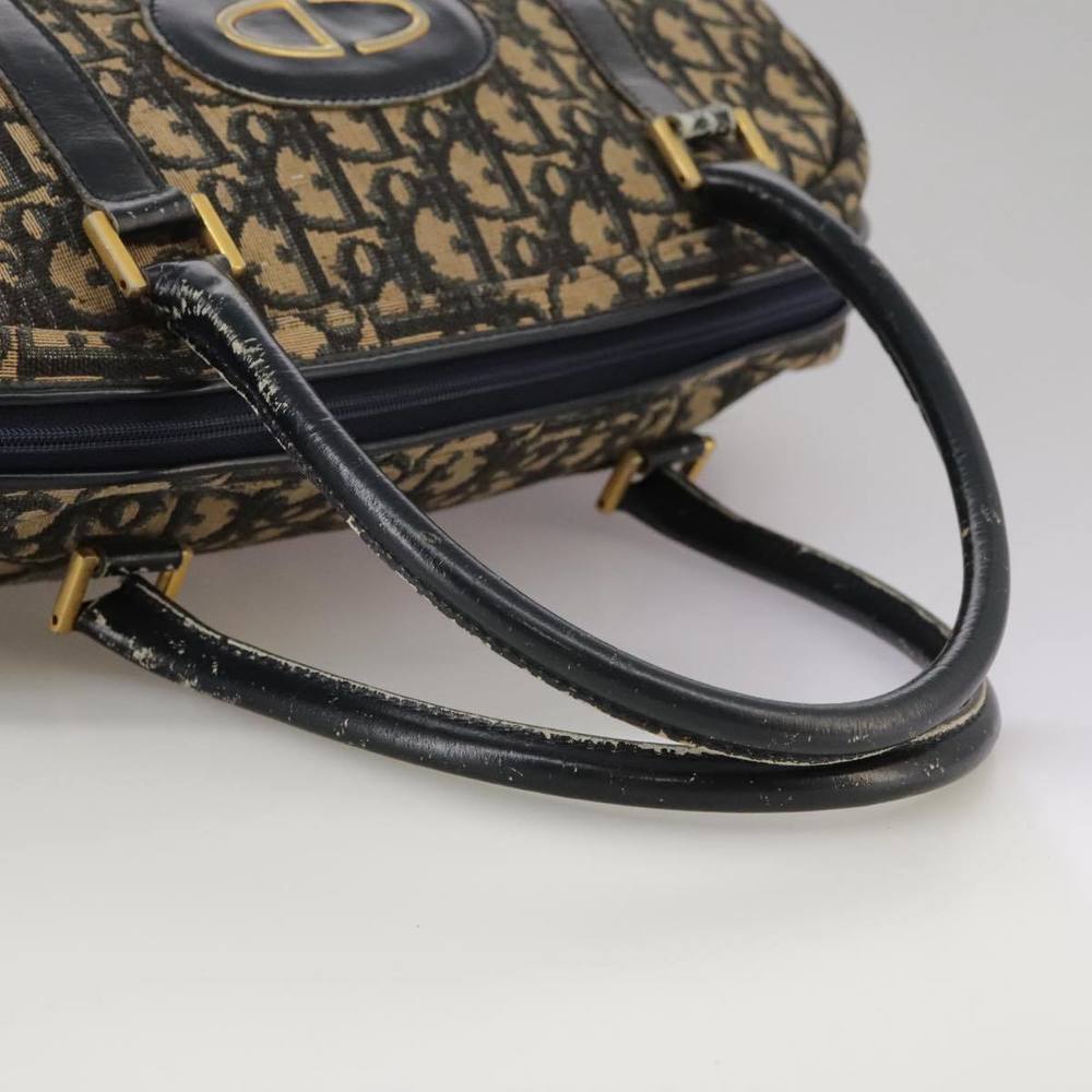 Christian Dior Trotter Canvas Hand Bag Navy Gold Auth 104738 - Picture 7 of 16